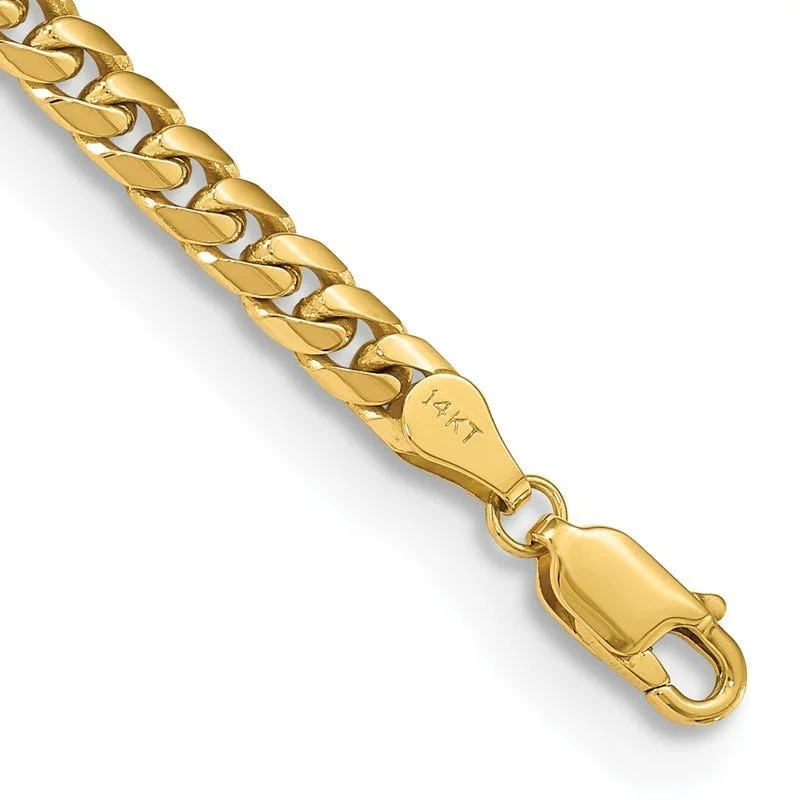 Ladies bracelets celebrity style trends-14K 4.3mm Solid Miami Cuban Link with Lobster Clasp Bracelet