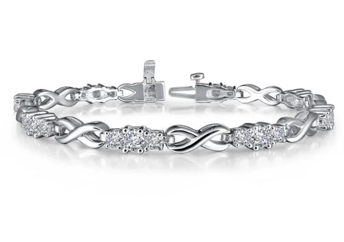 Ladies bracelets two-tone bracelet designs-Sterling Silver 4.23 CTW Simulated Diamond Infinity LinkTennis Bracelet by Lafonn