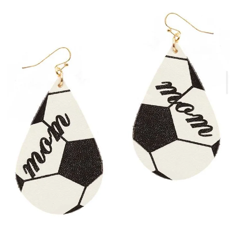 ladies earrings polished tassel-Soccer Mom Leather Sport Earrings (drop)