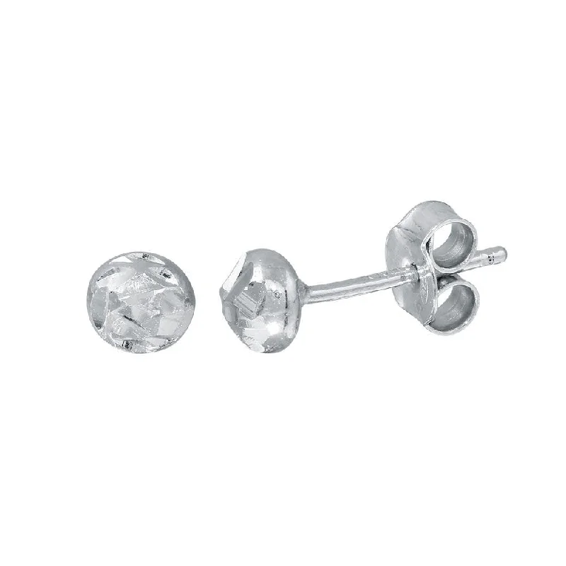 ladies earrings cyber monday square-Rhodium Plated 925 Sterling Silver DC Bead Stud Earrings - ECE00059RH