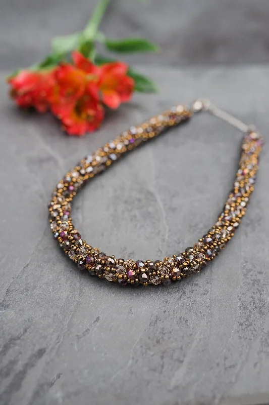 Ladies necklaces light feel styles-Smoky Crystal Collar Necklace