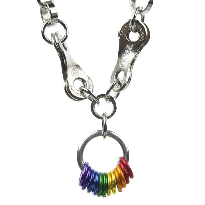 Ladies necklaces minimalist trend picks-Stainless Steel Rainbow Drop Necklace - Wholesale