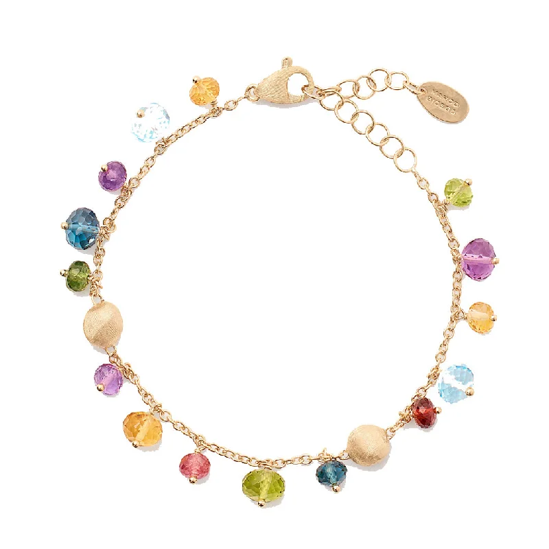 Ladies bracelets bold color bracelets-Marco Bicego Africa 18K Yellow Gold Single-Strand Mixed Gemstone Bracelet