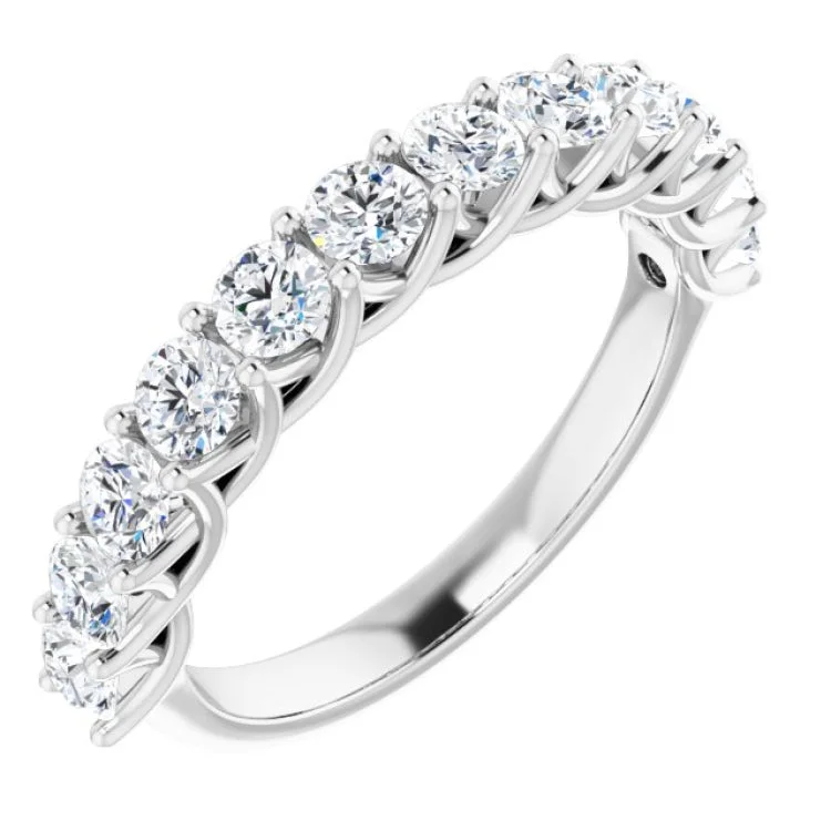 ladies ring emerald cut opal-Platinum 1 1/8 CTW Natural Diamond Anniversary Band