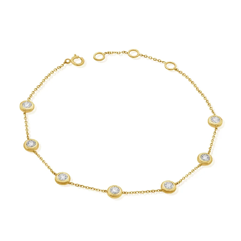 Ladies bracelets cascading stone bracelets-OKGs Collection 14K Chain Bracelet with Diamonds