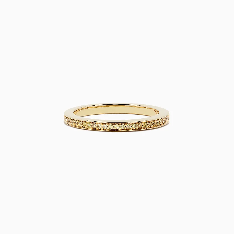 ladies ring beach seasonal-18K Yellow Gold Yellow Diamond Half Eternity Band, 0.13 TCW