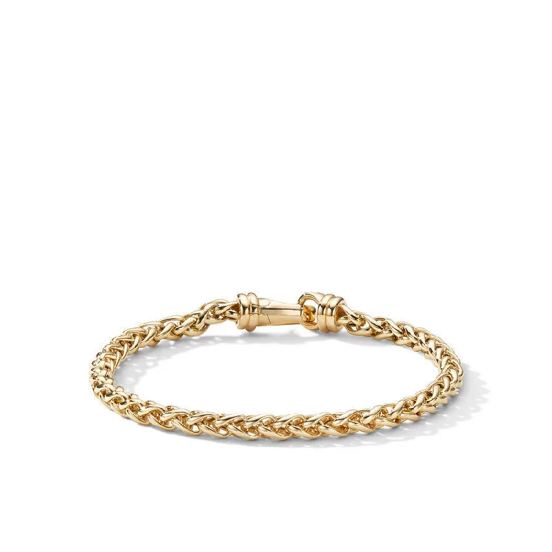 Ladies bracelets step cut designs-David Yurman Gents Wheat Chain Bracelet in 18K Yellow Gold