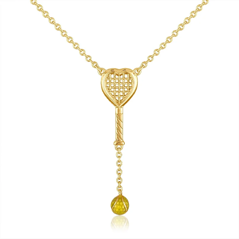 Ladies necklaces radiant shine styles-Heart Racquet Y Necklace