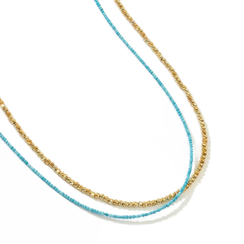 Ladies necklaces physical store locations-Layered Gem Necklace in Blue Azure