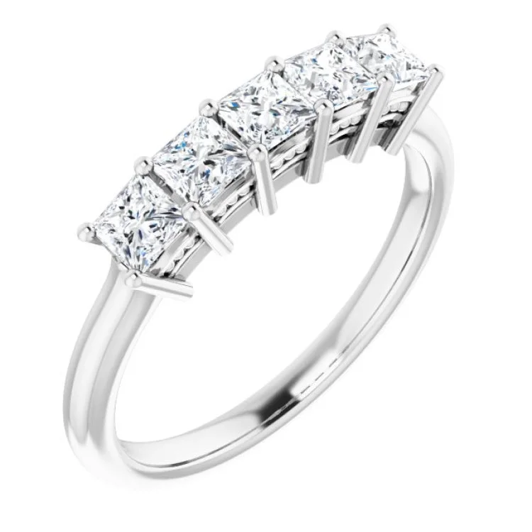 ladies ring bold solitaire-14K White 3/4 CTW Natural Diamond Anniversary Band