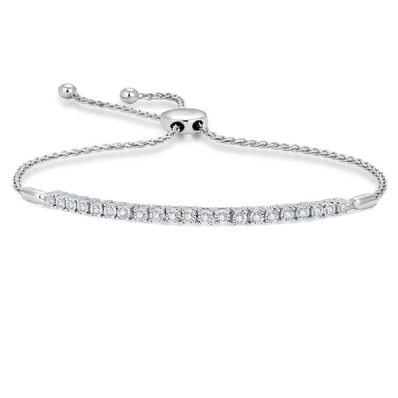 Ladies bracelets cluster charm styles-10K White Gold 1/2 Ct.Wt. Diamond Bracelet