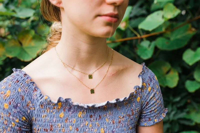 Ladies necklaces raw stone necklaces-Layered Hammered Necklace