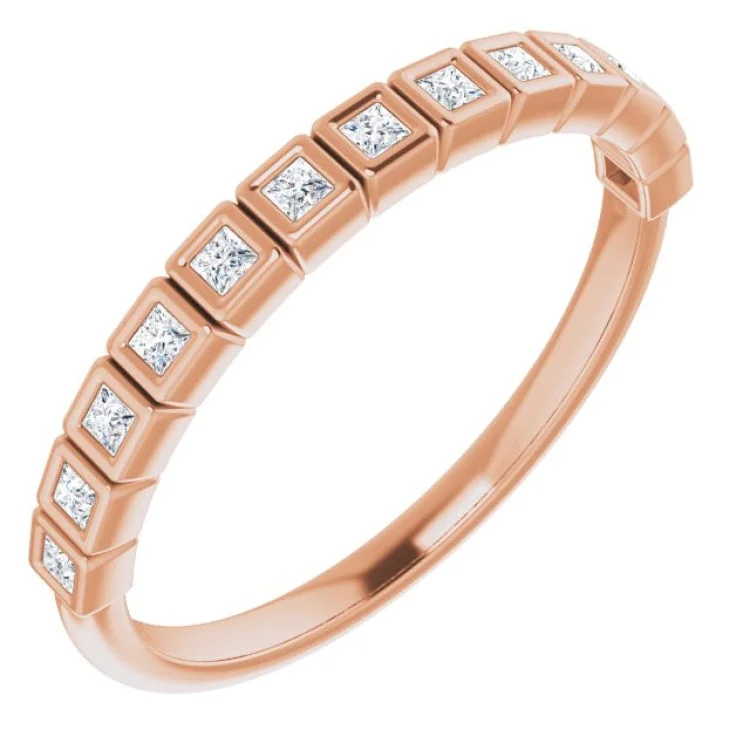 ladies ring animal artisan-14K Rose 1/6 CTW Natural Diamond Anniversary Band