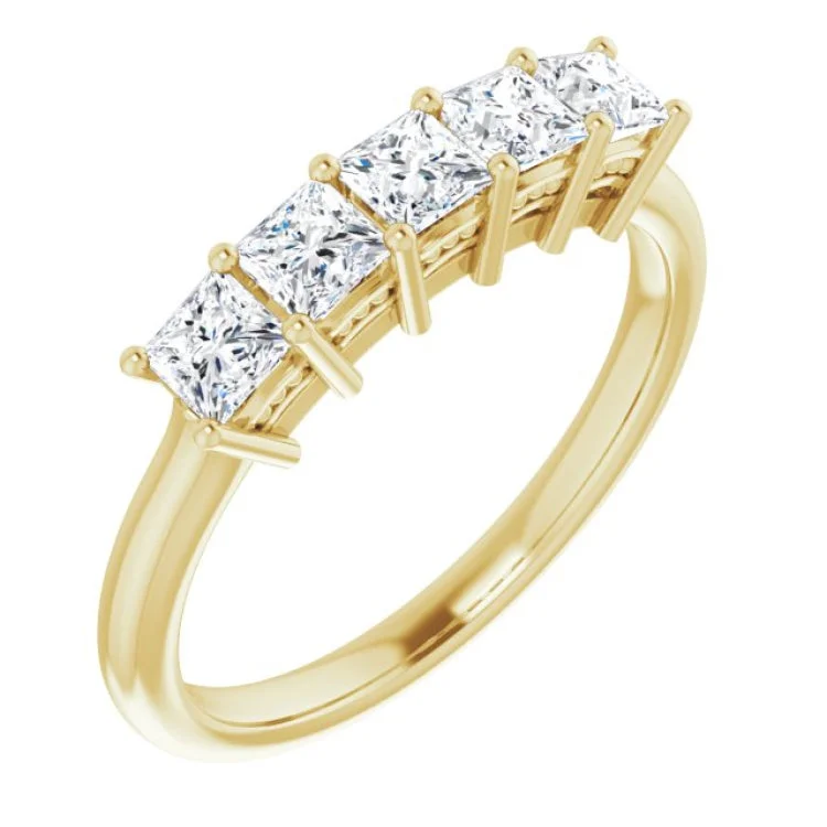 ladies ring unique asscher cut-14K Yellow 3/4 CTW Natural Diamond Anniversary Band