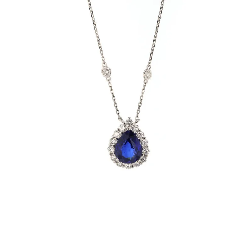 Ladies necklaces friendship circle styles-Blue Sapphire & Diamond Pendant Necklace