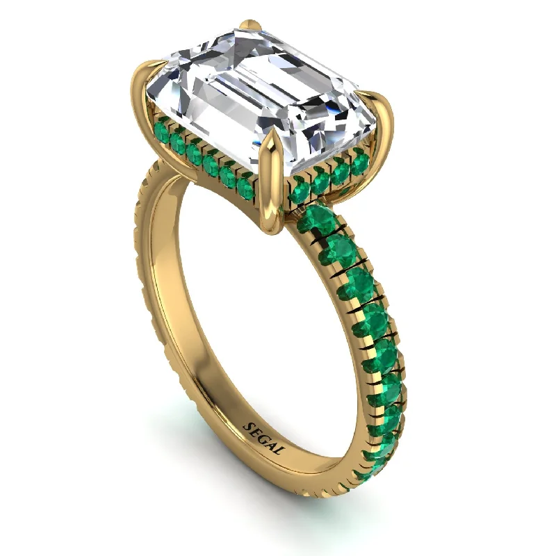 ladies engagement ring sleek tension-Emerald-Cut Diamond Pavé Engagement Ring - Daphne No. 16