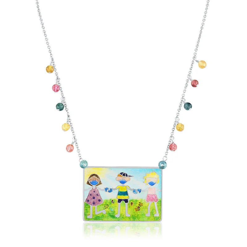 Ladies necklaces subtle luxury options-Enamel Limited Edition Covid Kids Necklace