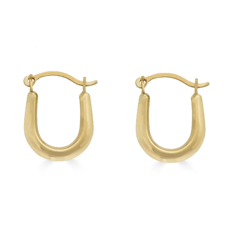 ladies earrings christmas halo-14E00362 - 14 Karat Yellow Gold U Shaped Latch Back Hoop Earring