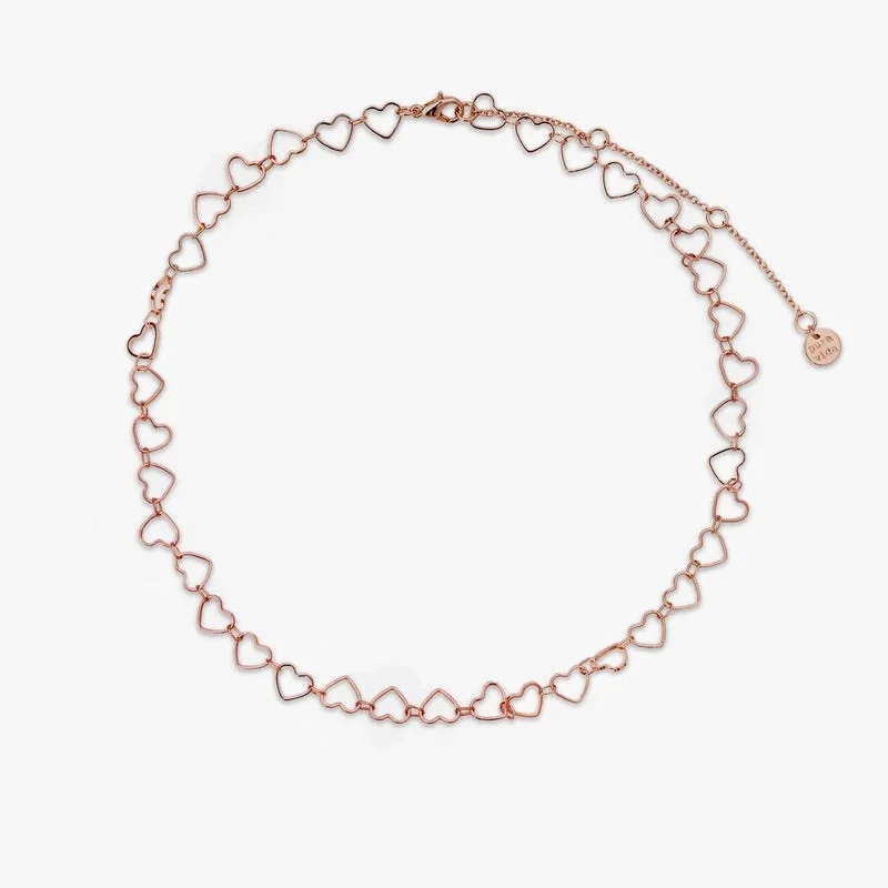 Ladies necklaces eternity pendant picks-PuraVida, Heart Chain Choker Necklace , Rose Gold