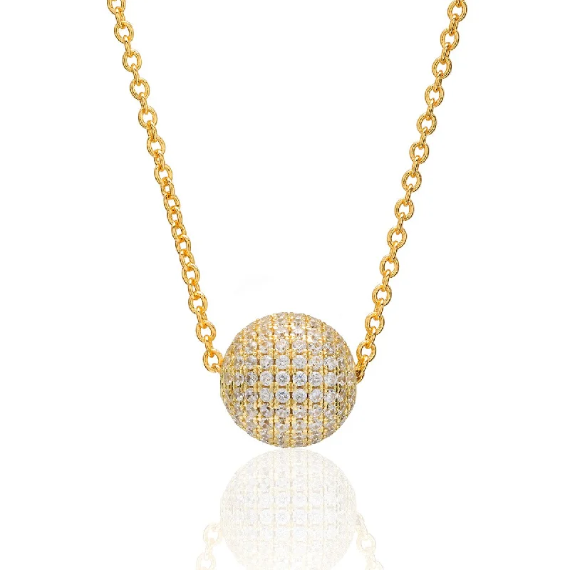 Ladies necklaces minimalist trend picks-CZ Geometric Pave Ball Necklace