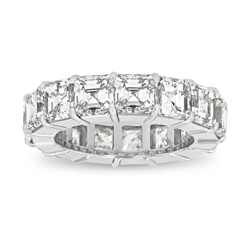 ladies ring winter seasonal-Asscher Cut Diamond Eternity Band, 10.69 Carats