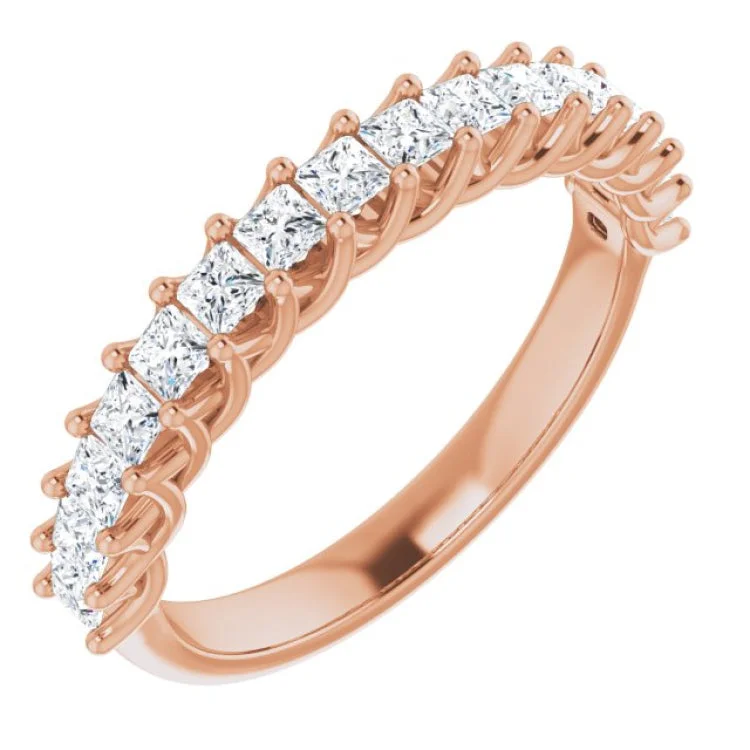 ladies ring elegant halo-14K Rose 3/4 CTW Natural Diamond Anniversary Band