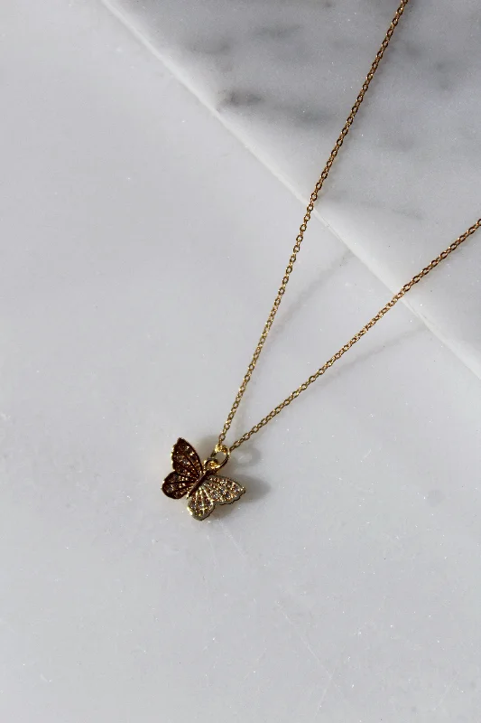 Ladies necklaces soft curve necklaces-Baby Butterfly Necklace