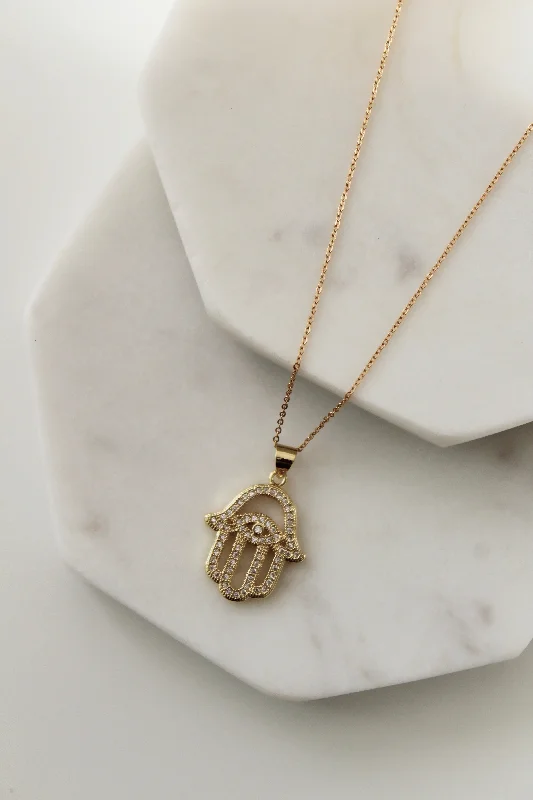 Ladies necklaces latest fashion trends-Cairo Hamsa Necklace