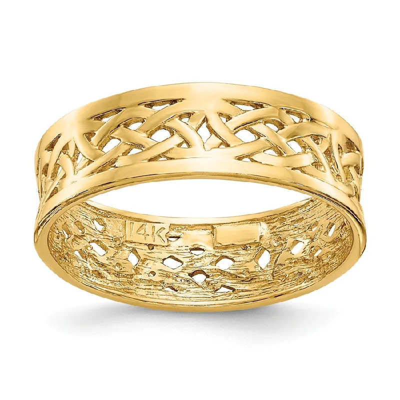 ladies ring nature topaz-14k Yellow Gold 6mm Wide Polished Celtic Knot Band