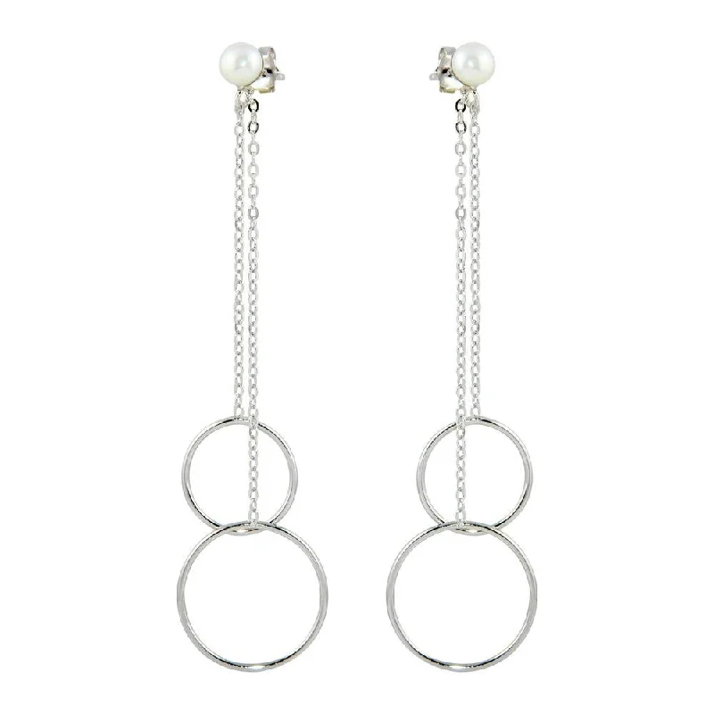 ladies earrings luxury garnet-Rhodium Plated 925 Sterling Silver Dangling Front and Back Dangling Earrings - STE01096