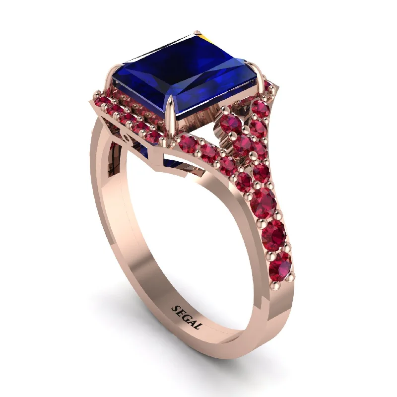 ladies engagement ring twisted valentine’s-Radiant Cut Sapphire 14K Halo Engagement Ring - Cassidy No. 59