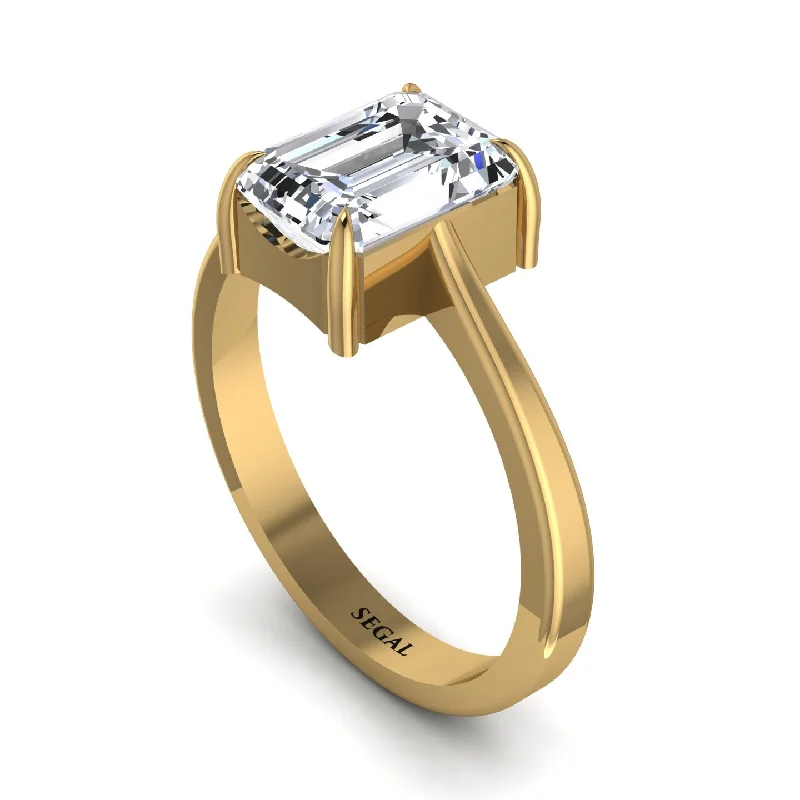 ladies engagement ring intricate one of a kind-Emerald Cut Diamond Solitaire Engagement Ring - Lana No. 1