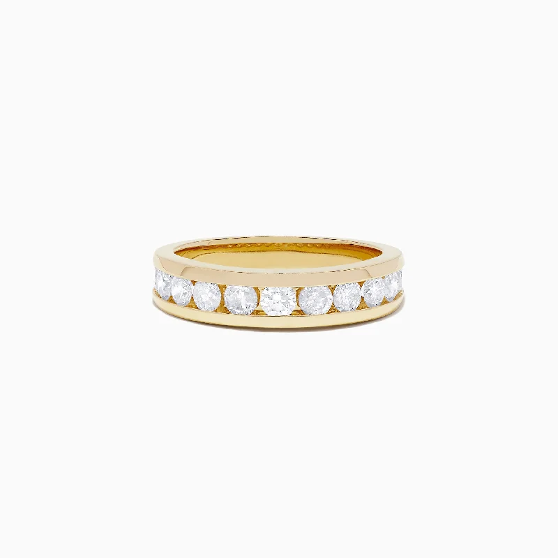 ladies ring unique trillion cut-D'Oro 14K Yellow Gold Channel Set Diamond Band, 0.98 TCW