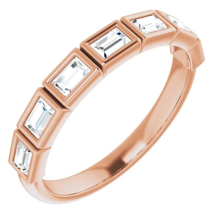 ladies ring affordable asscher cut-14K Rose 1/2 CTW Natural Diamond Anniversary Band