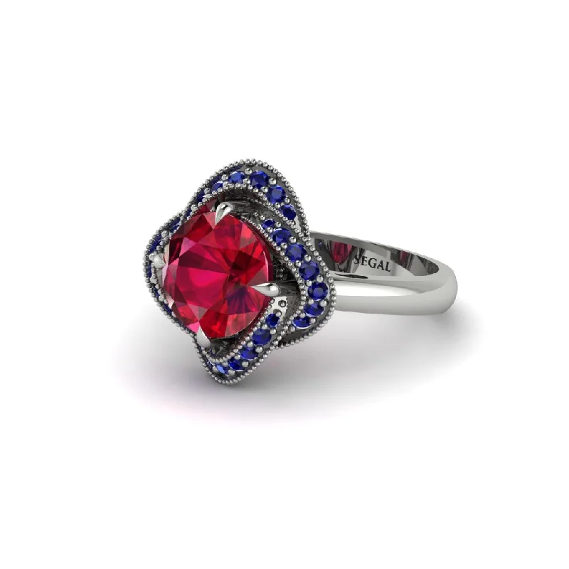 ladies engagement ring celestial ethical-Ruby Floral Infinity Engagement Ring - Brinley No. 72