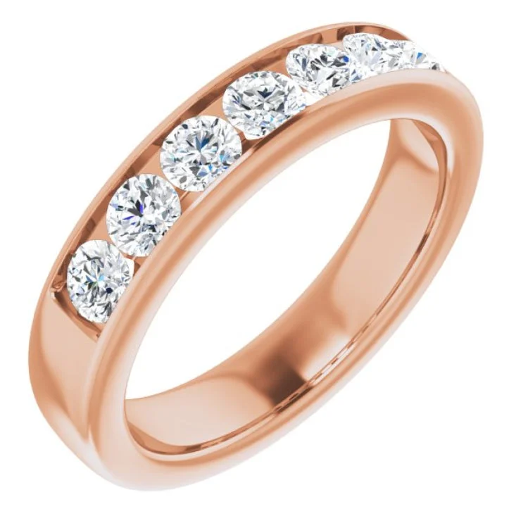 ladies ring name lab-grown-14K Rose 1 3/8 CTW Natural Diamond Band