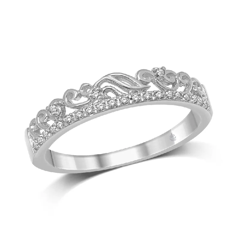 ladies ring filigree diamond-14K White Gold 1/20 CTW Diamond Stackable Band