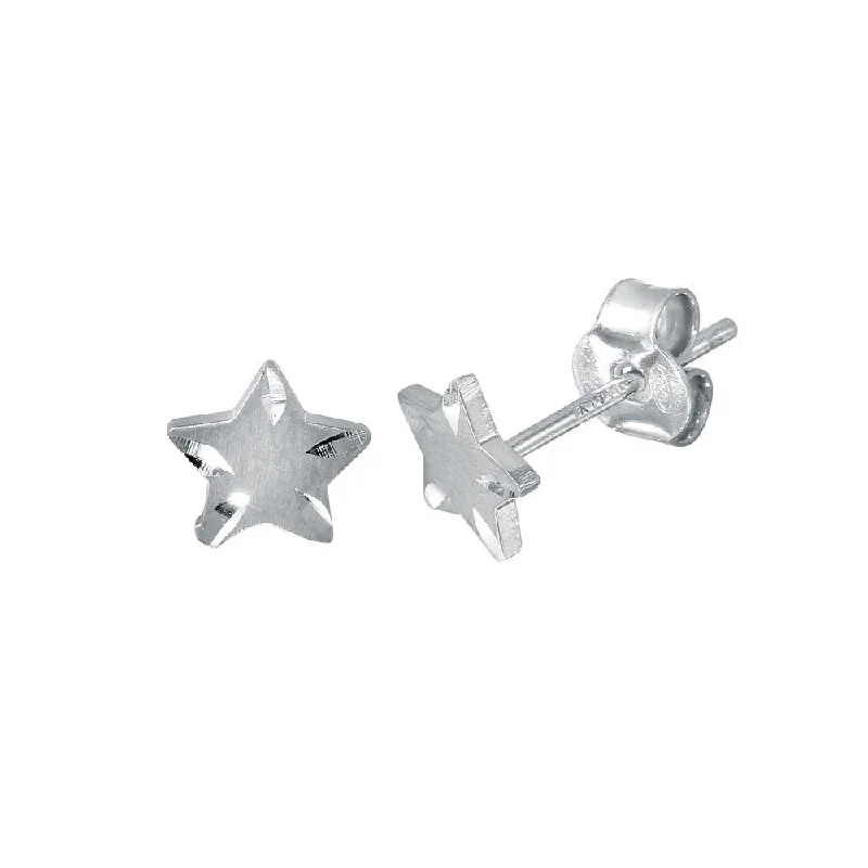 ladies earrings fall yellow topaz-Rhodium Plated 925 Sterling Silver DC Star Earrings - ECE00038RH