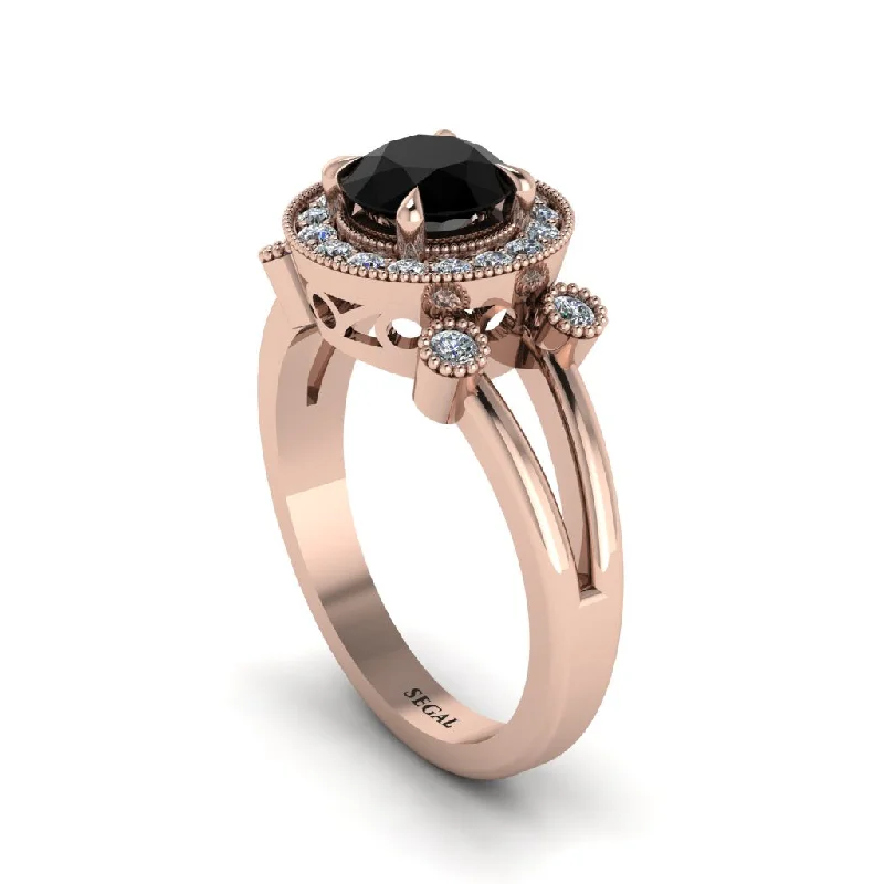 ladies engagement ring modern topaz-Radiant Black Diamond Halo Gold Engagement Ring - Madilyn No. 8