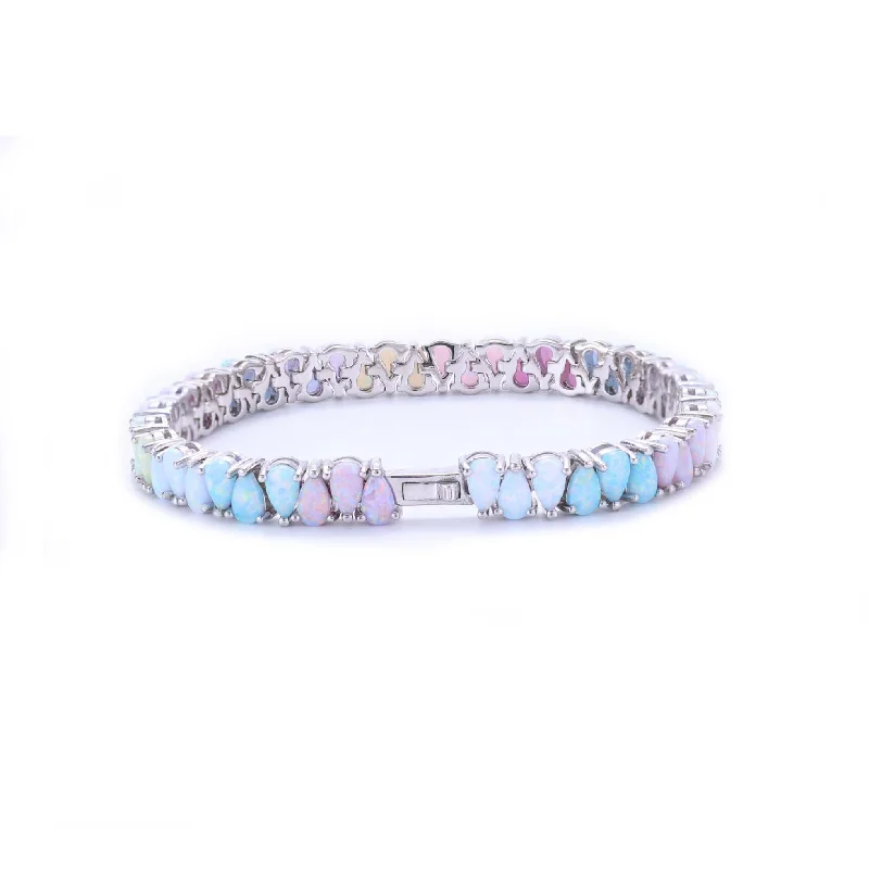 Ladies bracelets punk style vibes-Silver Opal Dancing Dreams Tennis Bracelet