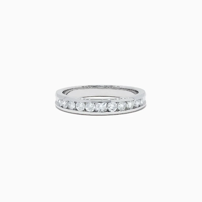 ladies ring winter mother’s-Bridal 14K White Gold Channel Set Diamond Band, 0.49 TCW