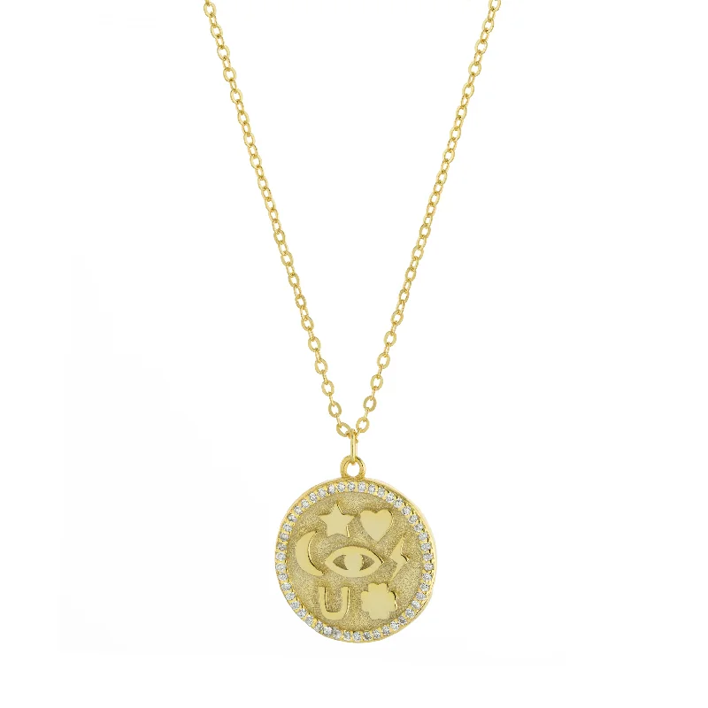 Ladies necklaces minimalist daily wear-Lucky Medallion Necklace