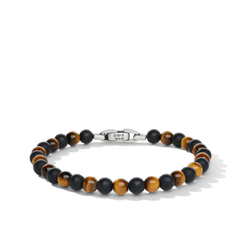 Ladies bracelets single band bracelets-David Yurman Gents Spiritual Beads Bracelet with Black Onyx and Tiger's Eye