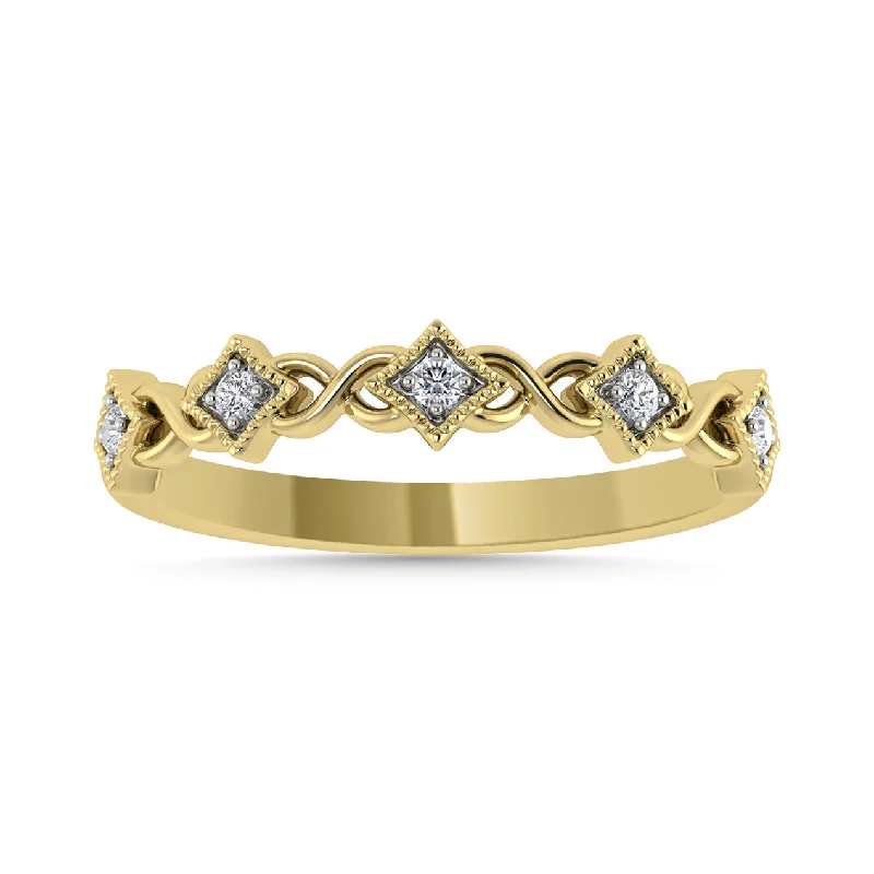 ladies ring tropical limited edition-10K Yellow Gold Diamond 1/10 CTW Anniversary Band