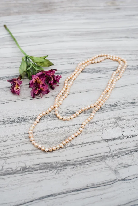 Ladies necklaces spring fashion designs-Blush Long Pearl Necklace