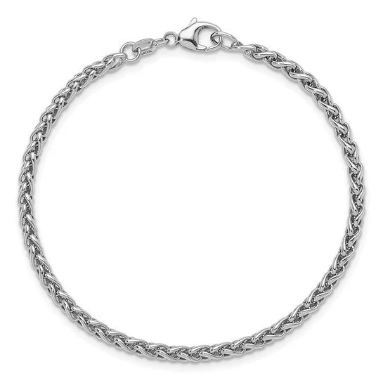 Ladies bracelets celestial theme bracelets-Sterling Silver Solid 3 mm Round Wheat Chain Bracelet