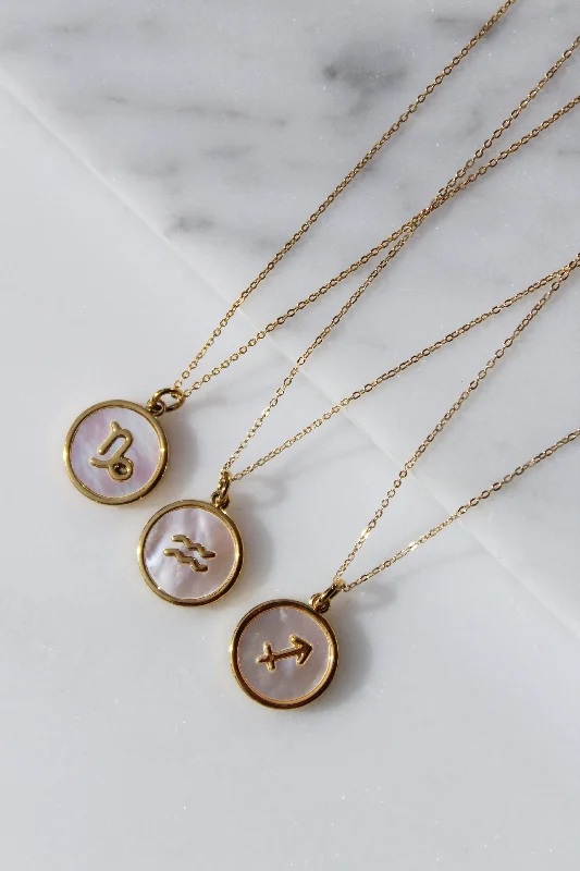 Ladies necklaces global brand styles-Pearl Zodiac Sign Necklace