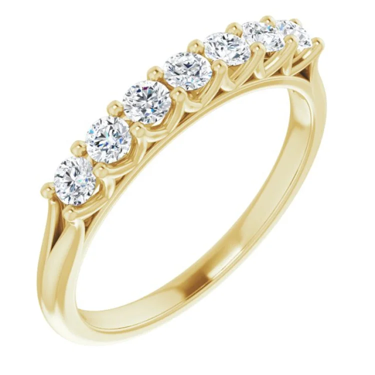 ladies ring birthstone center stone-14K Yellow 3/8 CTW Natural Diamond Anniversary Band